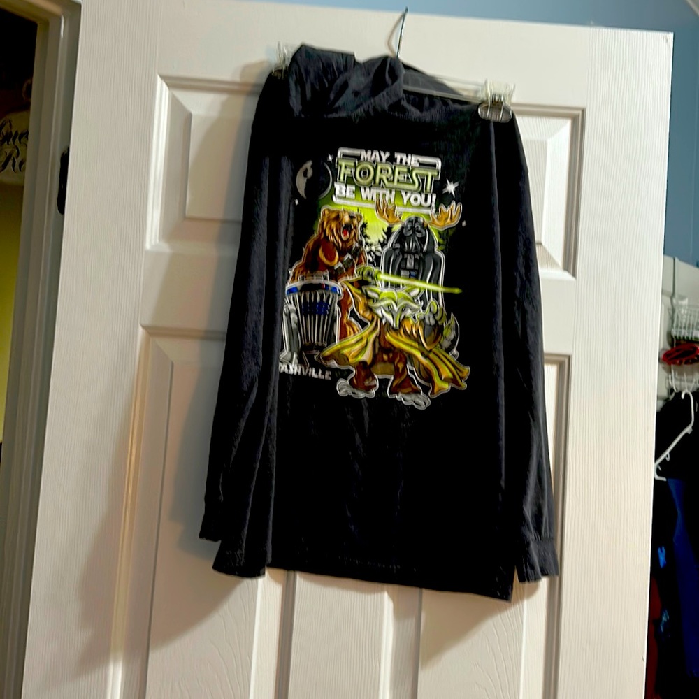 Long sleeved gray thick t-shirt material ”May The Forrest Be With You”NASHVILLE